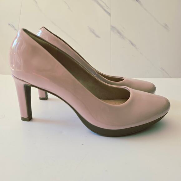 Clarks Ambyr Joy Dusty Pink Patent Leather Pump Heels Size 8.5 - Picture 7 of 11
